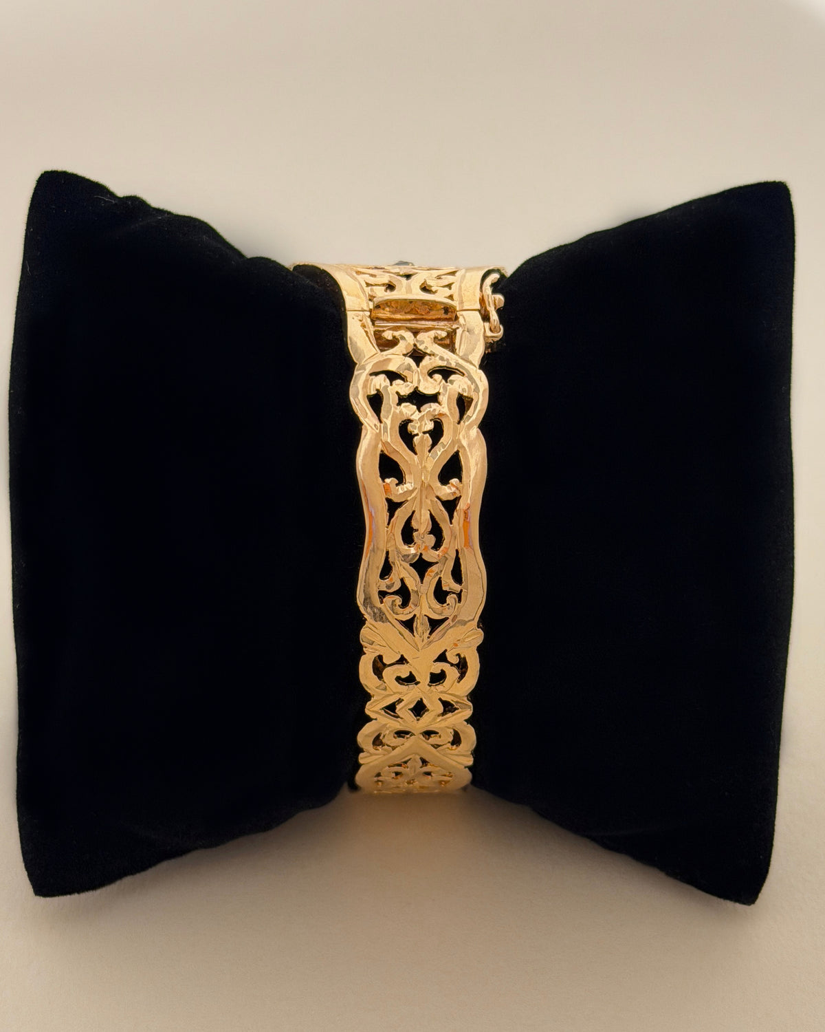 Back view of the Moroccan bracelet showing the openwork band and closure detail.